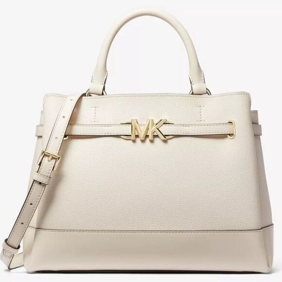NWT Michael Kors Large Reed Satchel Crossbody in Light Cream - Picture 1 of 5